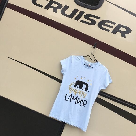 Free with Purchase NWT Happy Camper Fitted TeeShirt Size XL Jr - Picture 1 of 4